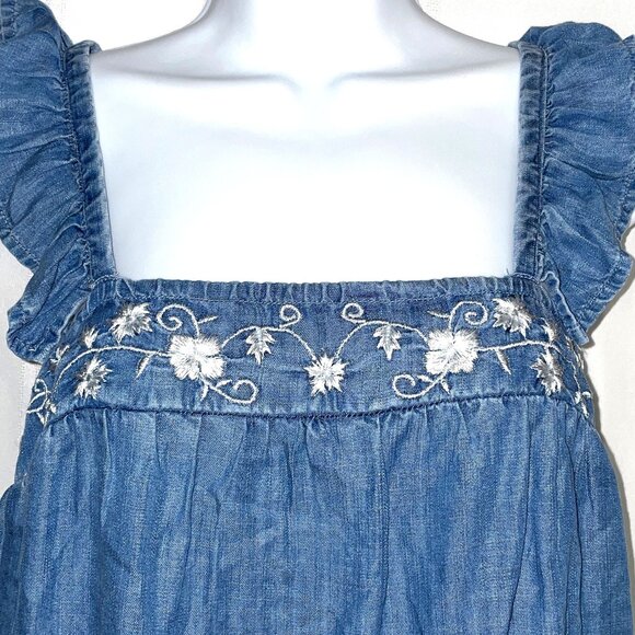 NWT Medium Francesca's Harper Heritage Embroidered Denim Boho Tank Top - Picture 5 of 8